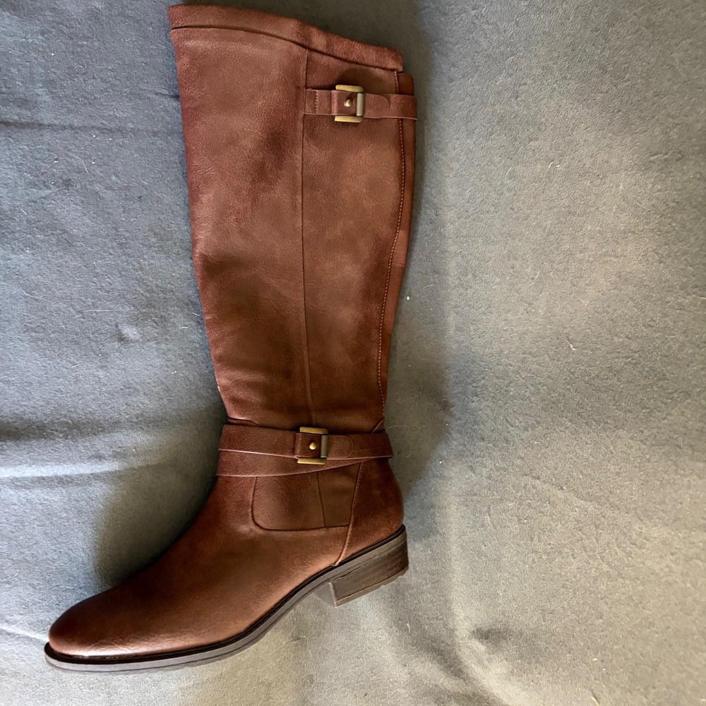 Bear Traps Yalina Women 10 Fall Brown Boots Zip 1" Heel Vegan Core Western